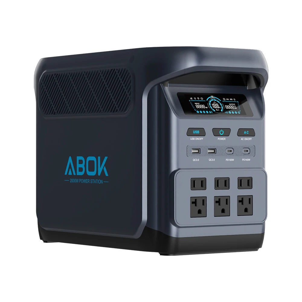ABOK 1800W Portable Power Station 1024Wh LiFePO4 Solar Generator UPS Home Backup Emergency RV Camping EU US Local Warehouse