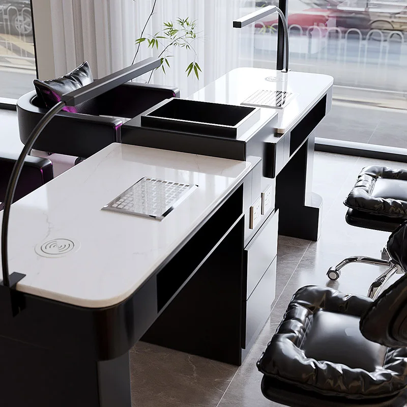 Minimalist High Quality Nail Desk Black Luxury Light Luxury Nordic Manicure Table Modern Cleaning Nagel Tisch Salon Furniture