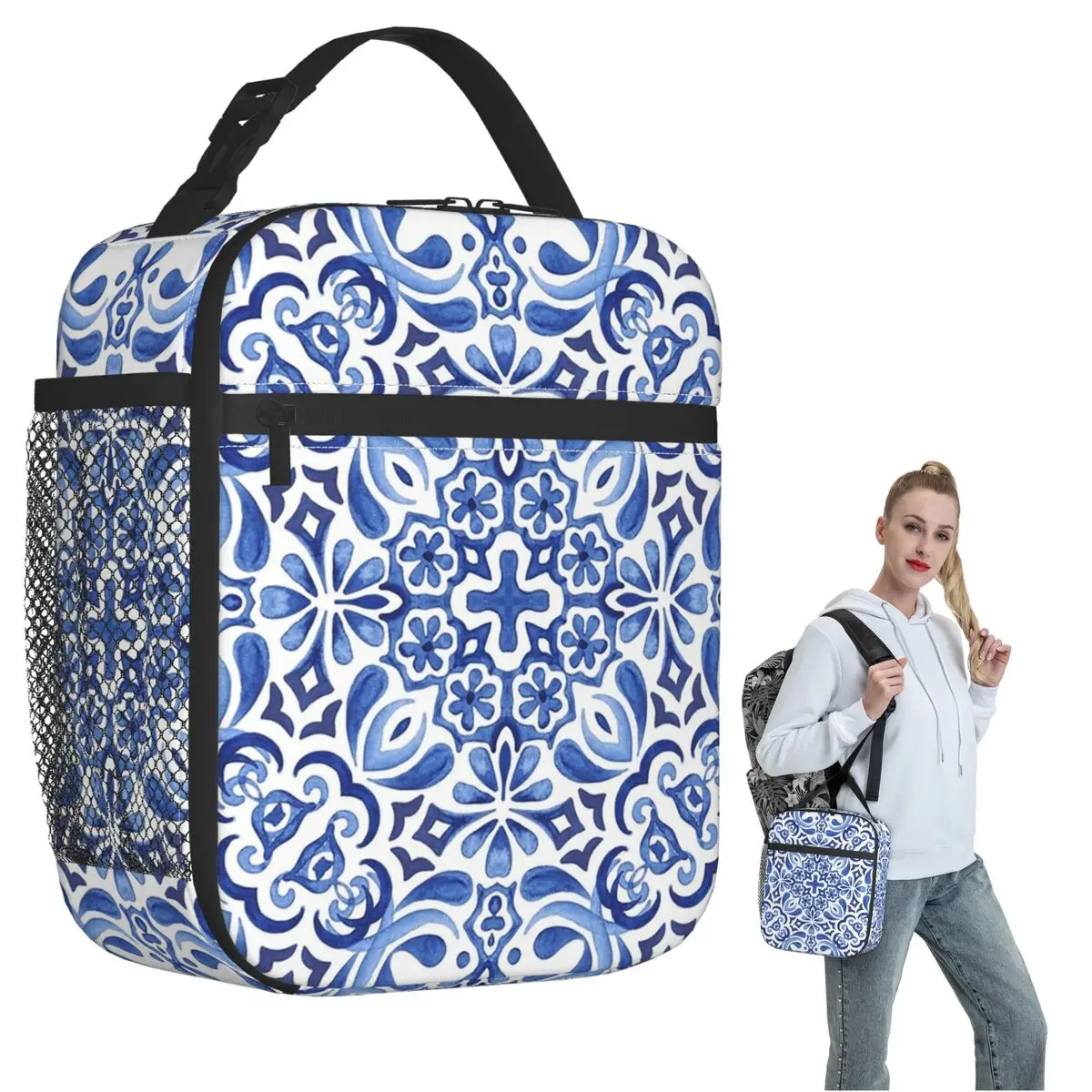 

Mediterranean Mosaic Tiles Azulej Insulated Lunch Bag for Women Kids Leakproof Food Boxes Thermal Lunch Box Tote