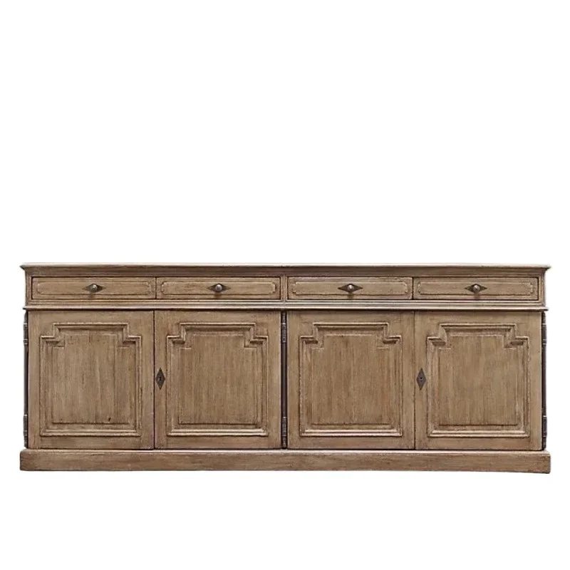 

French rural retro foyer entrance porch cabinet American RH furniture solid wood locker American simple dining side cabinet