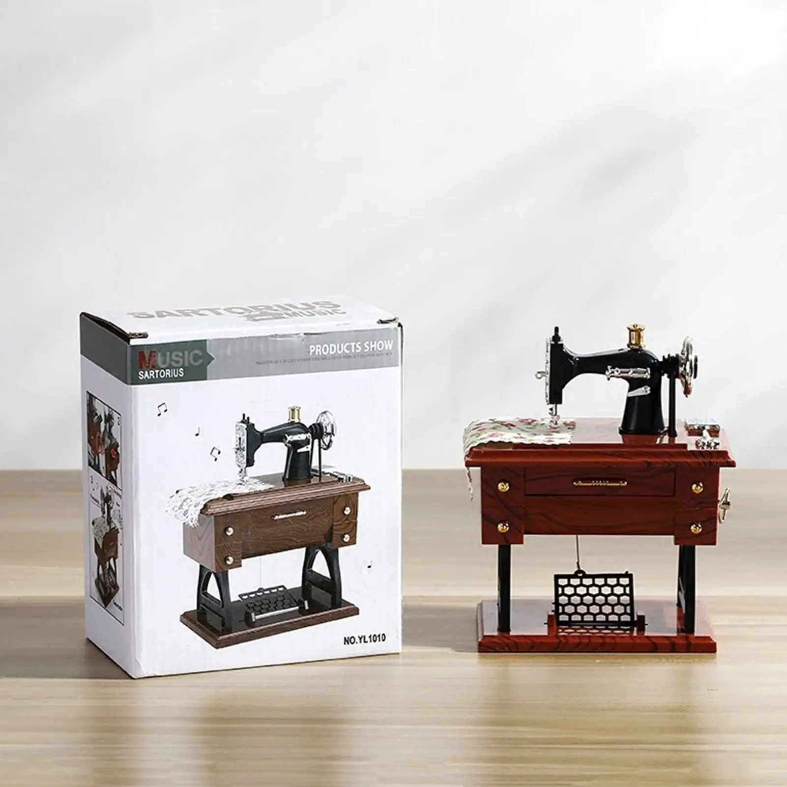Desktop-Nähmaschine, Spieluhr, Retro-Design, lange Lebensdauer, ideal für Wohnzimmer, Schlafzimmer, Hotel, Nähmaschine, Spieluhr