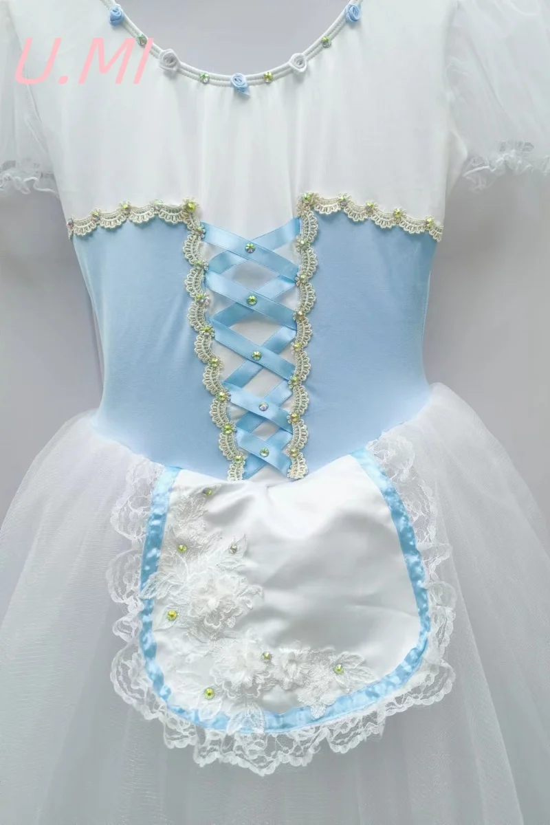 Tutu jupe longue Giselle Performance robe enfants adulte bleu femme robe de princesse