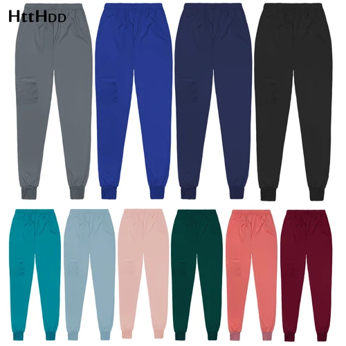 Imagen 1 del producto Nuevos pantalones de uniforme médico para correr suaves de Color sólido, ropa de trabajo médica para hombres y mujeres, pantalones, accesorios para enfermeras, pantalones exfoliantes