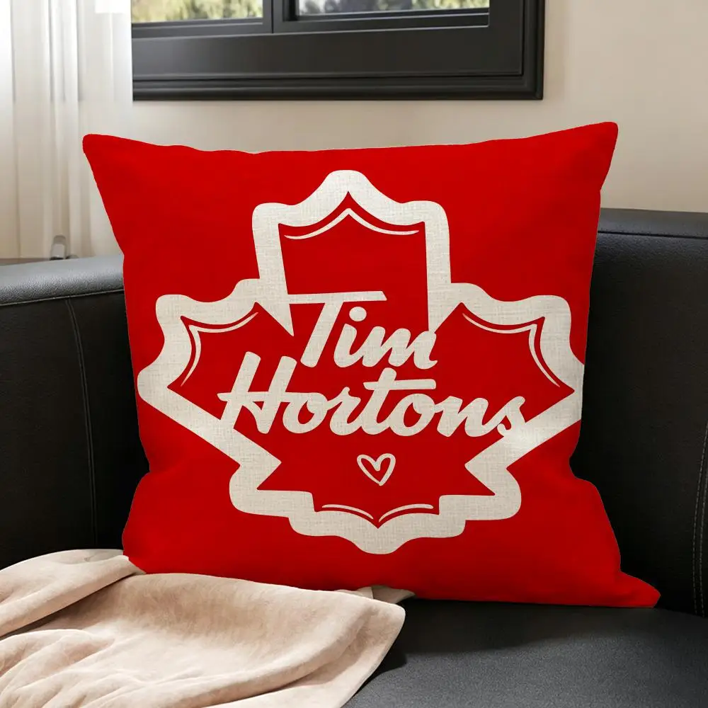 Coffee Brand Tim Hortons Cushion Cover Natural Linen Pillowcase Set, All-in-One Decor for Sofa, Bedroom & Chair