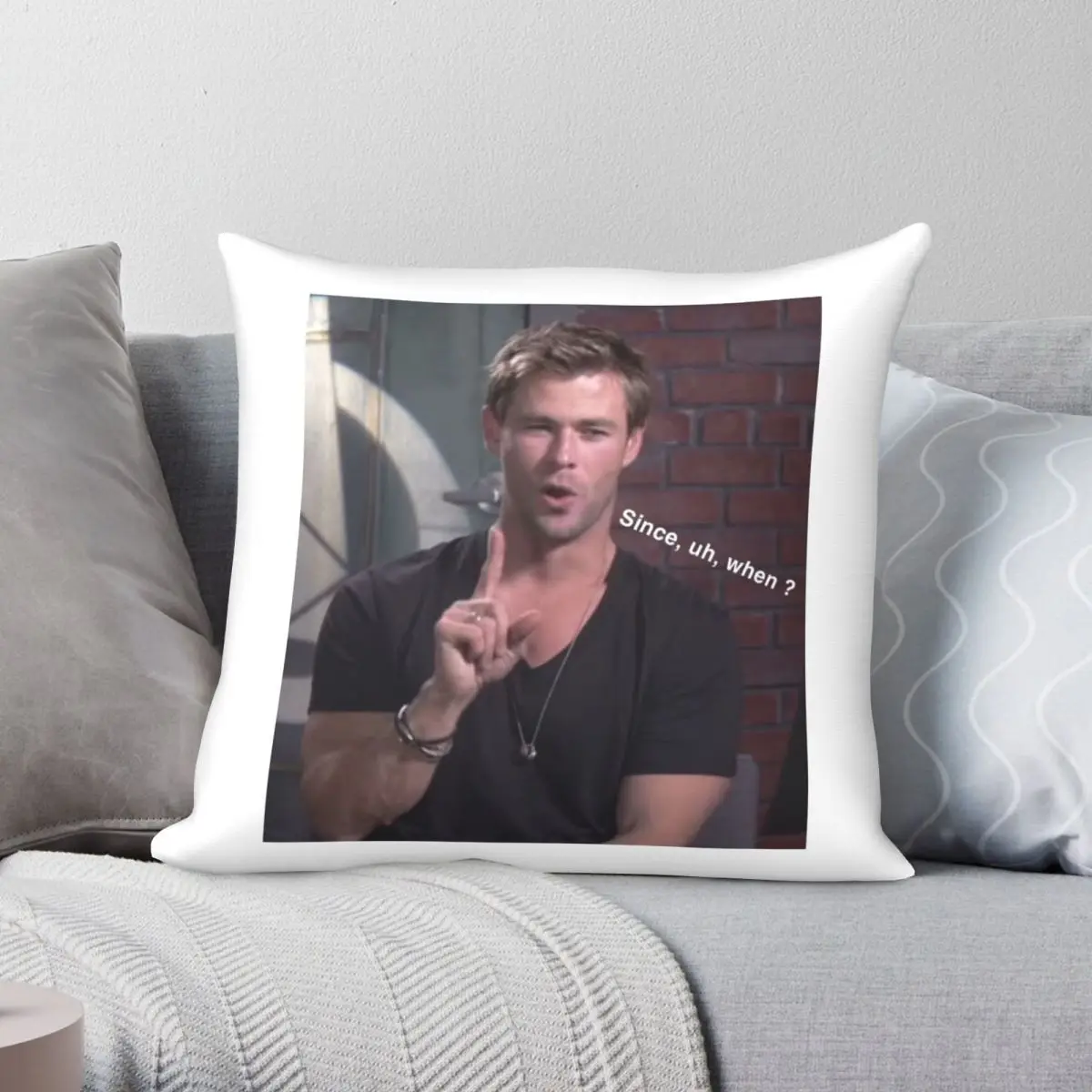 Since Uh When Chris Hemsworth Square Pillowcase Polyester Linen Velvet Printed Zip Decor Pillow Case Sofa Cushion Cover