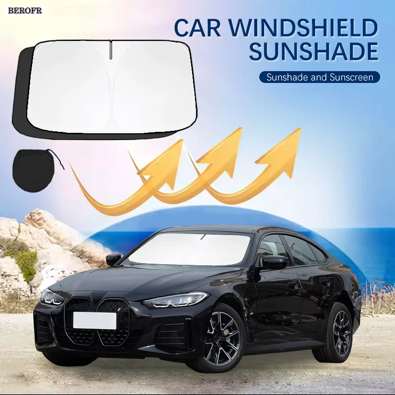 Car Windshield Sun Shade Covers Front Window Sunscreen UV Parasol For BMW i4 2023 M50 eDrive35 Summer Car Accessories