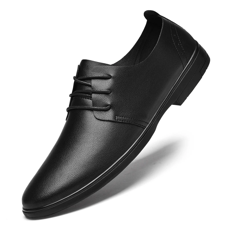 Large Size 37-47 Genuine Leather Business Men's Dress Shoes Fashion Soft Men Derby Shoes Designer Platform Male Wedding Shoes
