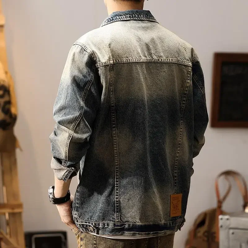 Autumn Loose Men's Denim Jacket Lxury Clothing Korean Popular Clothes Y2k Trendy of Fabric Joker New in Fashion Male Jean Coats