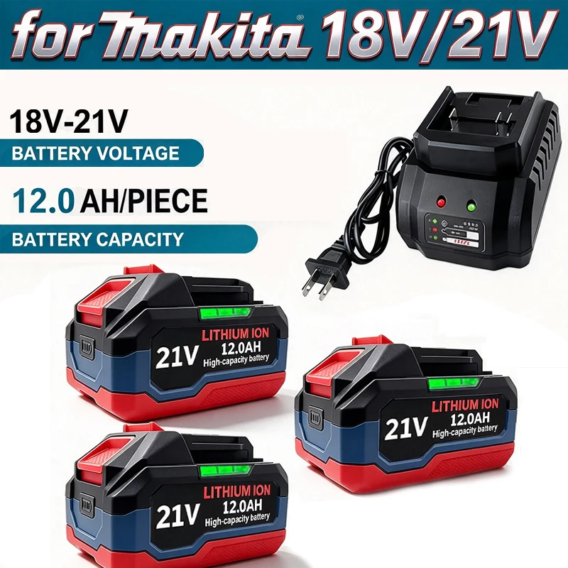 Compatible Replacement Battery For Makita 21V 6.0Ah 9.0Ah 12.0Ah Fit DGA404 DTW700DHR202 DJV182 DDF487 Power Tools