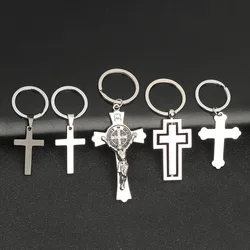 Transfer Cross Pendant Stainless Steel Metal Key Ring Cross Key Chain Small Gift