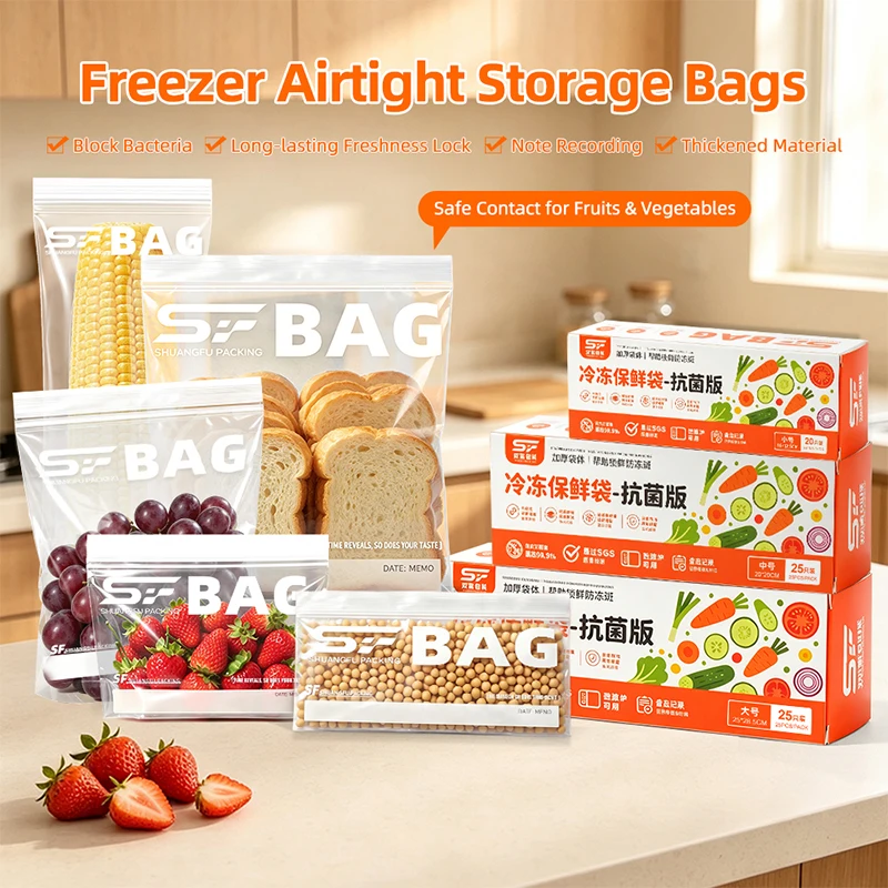 Ziplock Bags Freezer Safe, Plastic Bag Kitchens Accessories,Zipper Bag, Antibacterial Food Storage Bag For Packing Preservation