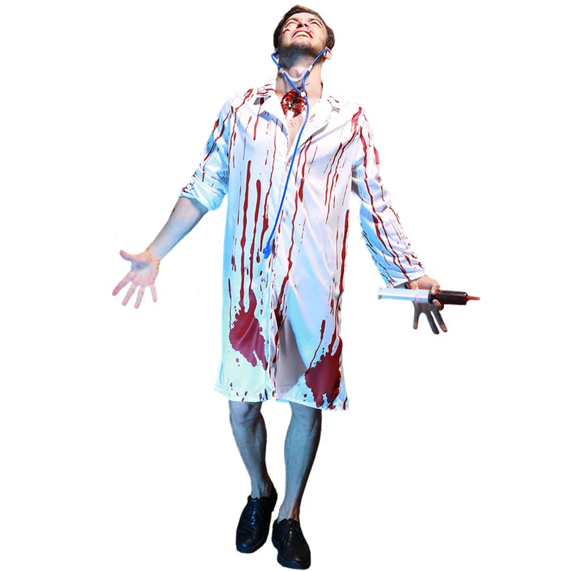 Scary Vampire Doctor Costume For Men Halloween Costume For Adult Bloody Cosplay Clothing