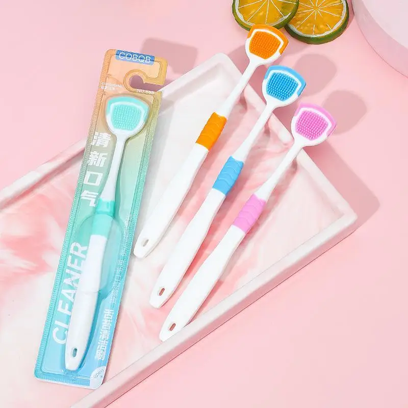 4 Pcs Silicone Tongue Scrapers Oral Hygiene Tool Efficient Clean Food Residues