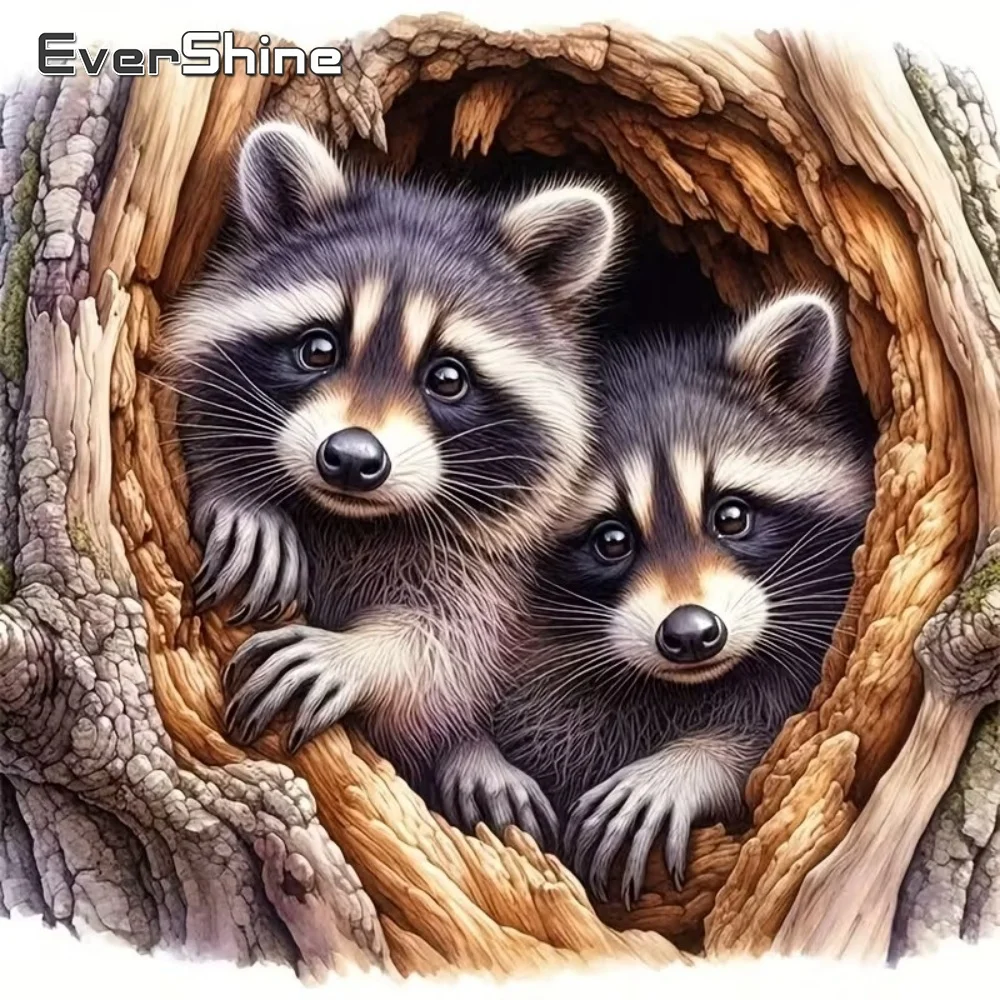 EverShine DIY Diamant-Stickerei Waschbär-Gemälde Tier-Stickerei-Bild Strass-Diamant-Mosaik Cartoon-Dekoration für Zuhause