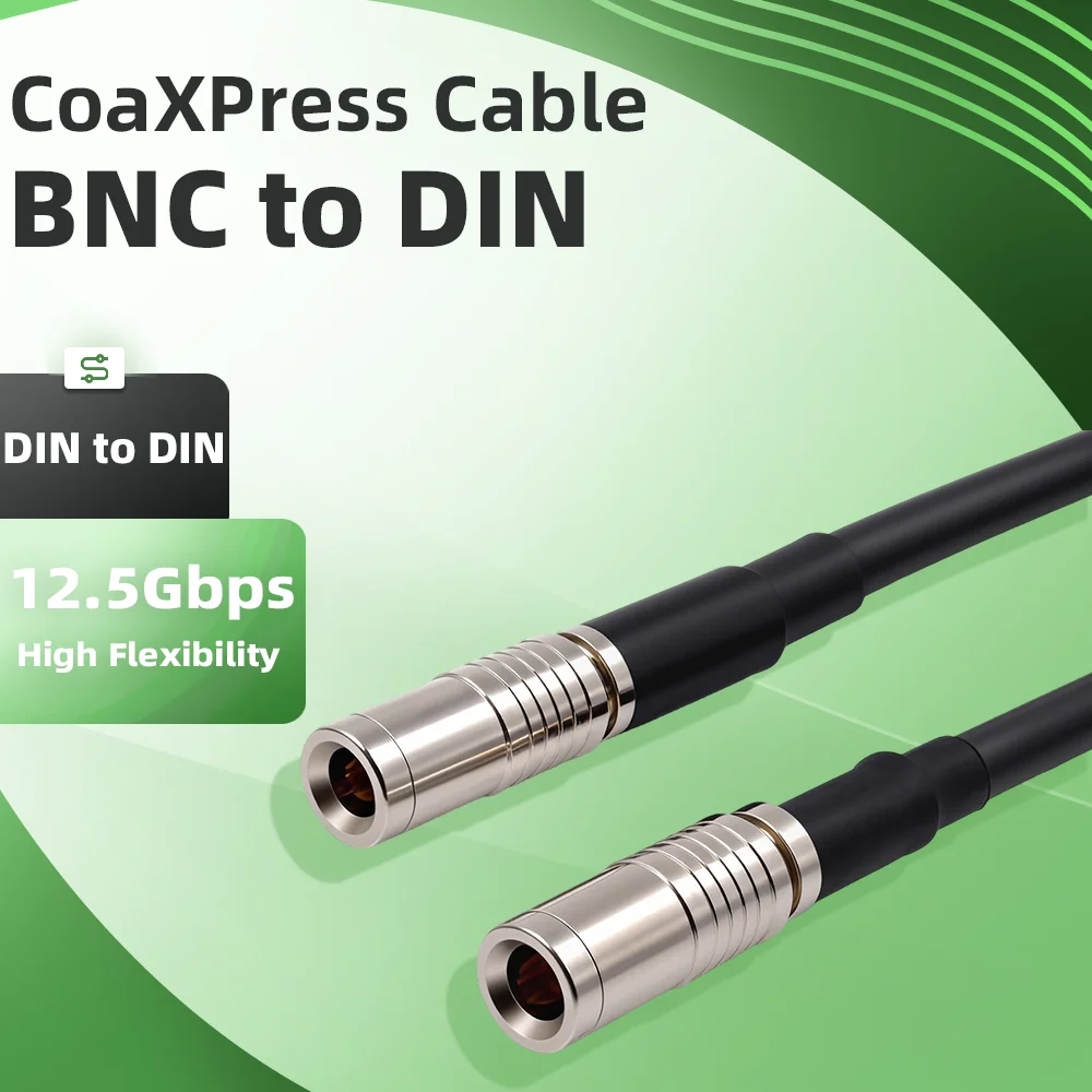 CoaXPress Cable BNC to DIN Right Angle CXP6 CXP12 Compatible for Hikvision Huaray ECO Camera High Flex Imported Material