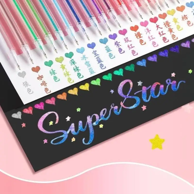 8/12/18 Colors Shiny Glitter Ballpoint Pen 1.2mm Tip Quick Dry Ink Gel Pen for Planner Journal Doodling Supplies