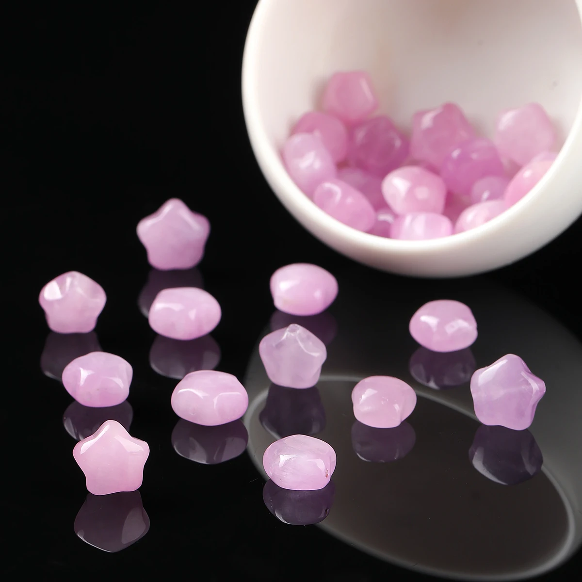 JD Natural Kunzite Star Shape Loose Beads Polished Spacer Beads Natural Spodumene Crystal Beads for DIY Bracelet Jewelry Making