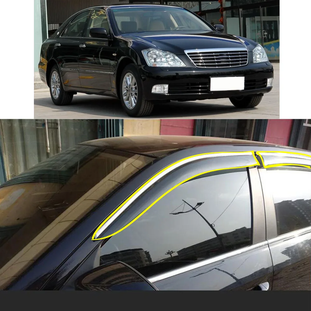 

Car Body Styling Sticker Plastic Window Glass Wind Visor Rain/Sun Guard Vent For TOYOTA Crown 12th 2005 2006 2007 2008 2009