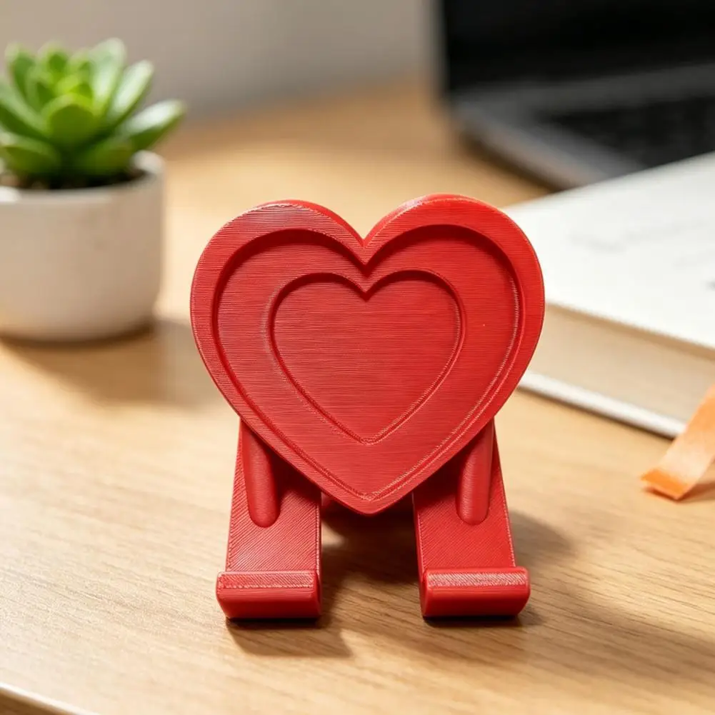 Valentine's Day Phone Stand Desktop Phone Holder 3d Printed Heart Cell Phone Holder Love Heart Shaped Mobile Stand for Home