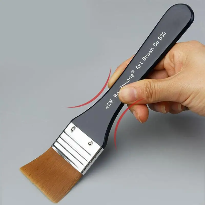 918C Artist Flat Paint Brush Bàn chải giặt lớn Lông nylon cho bức tranh sơn mài Gesso