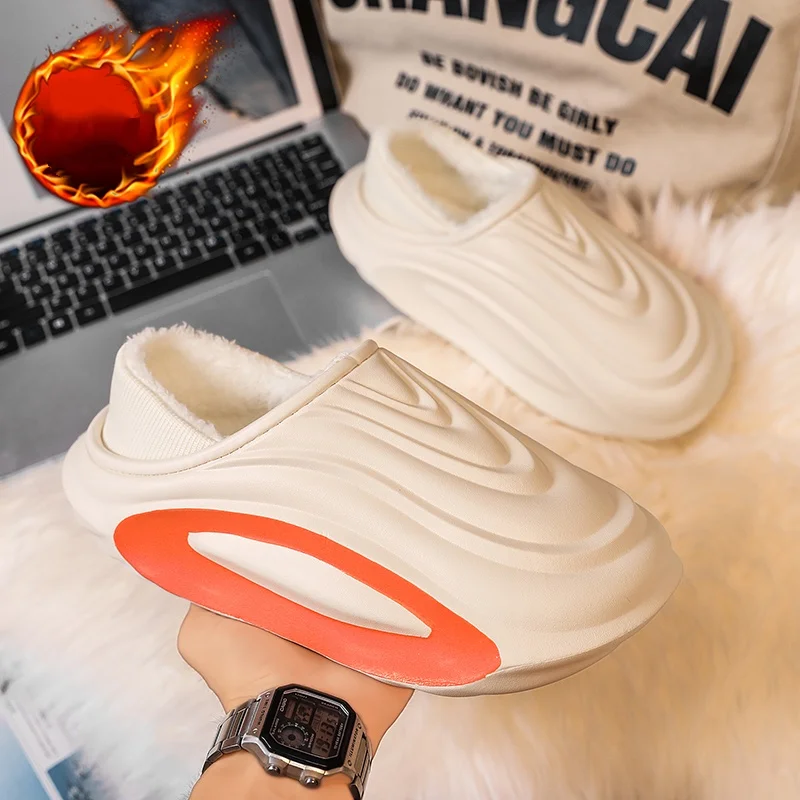 

Thick-Soled Cotton Slippers for Men and Women, Casual Home Wear, Warm, Waterproof and Non-Slip Cotton Slippers for Outdoor Wear