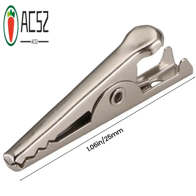 AC52-100PCS 1.06IN / 27Mm Mini Metal Alligator Clips, Crocodile Clamps Silver Tone Nickel Plated Test Line Spring Clamps.