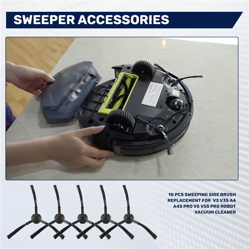 WZ-B01C-10 PCS Sweeping Side Brush Replacement For ILIFE V3 V3S A4 A4S Pro V5 V5S Pro Robot Vacuum Cleaner