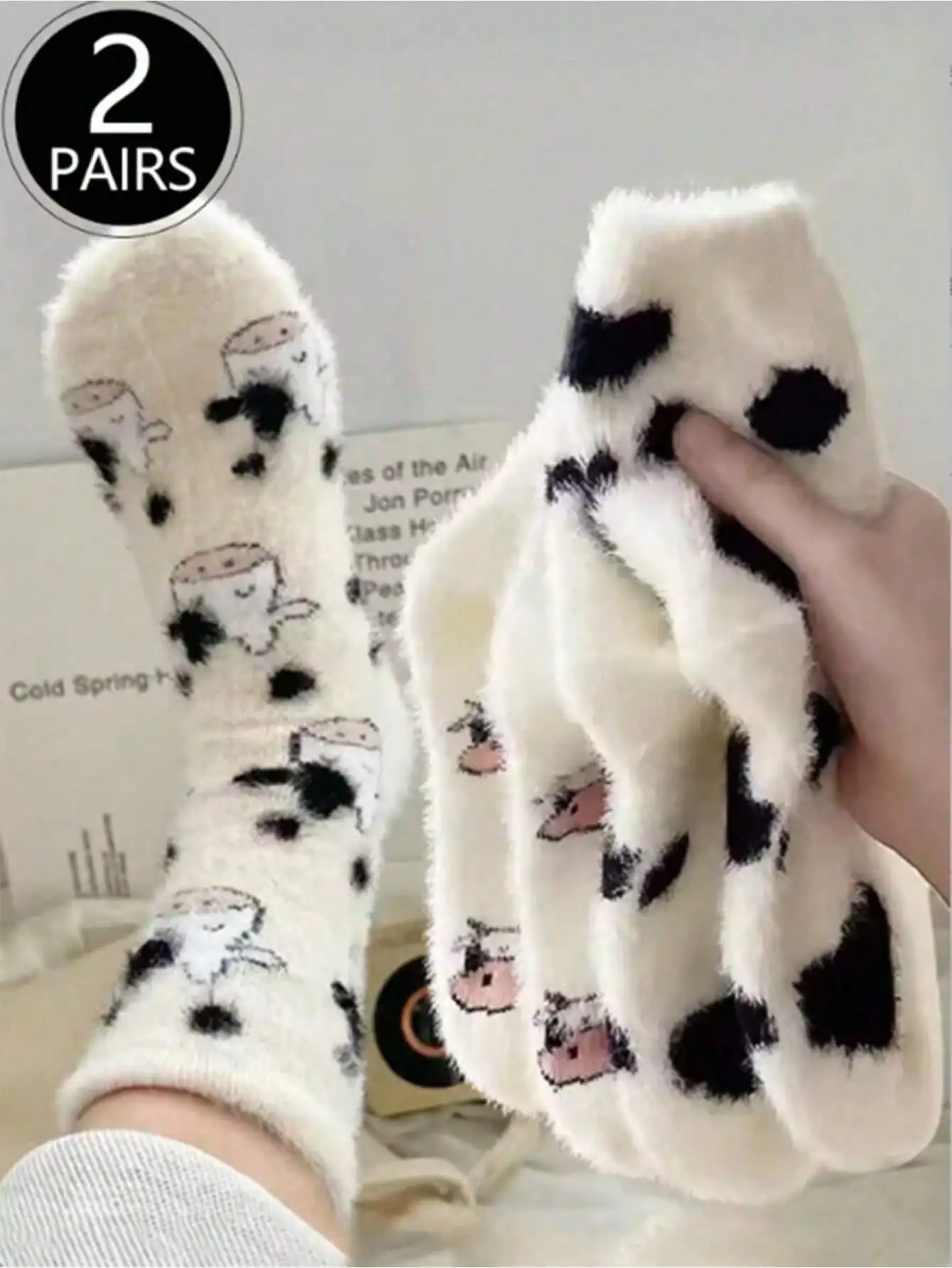 

Cartoon Cute Cow Mink Velvet Socks Women Winter Soft Fleece Plush Warm Home Sleep Boot Socks Kawaii Thermal Tube Sox