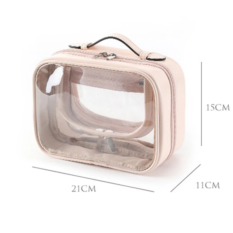 Transparent Wash Bags Waterproof PU Makeup Bag Women Casual Portable Travel Skincare Storage Organizer Make Up Toiletry Bag
