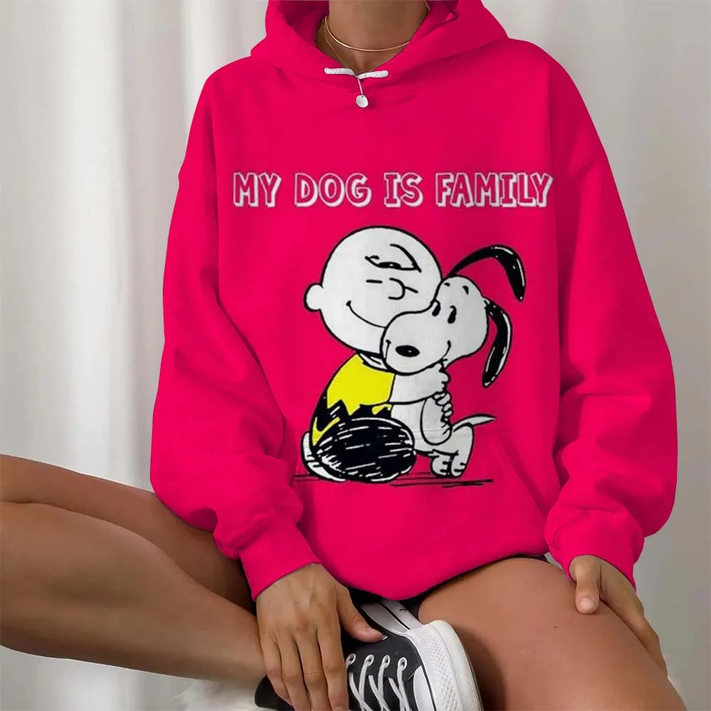 سنوبي كارتون أنيمي المرأة هوديي الربيع والخريف طبعة المرأة جولة الرقبة هوديي جديد عارضة زوجين ملابس رياضية أعلى