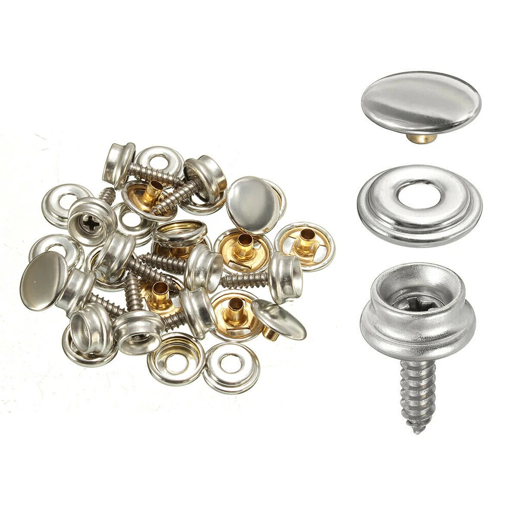 30PCS Snap Fastener Stainless Canvas Screw Kit For Tent Boat Marine Hardware Replacement Snap Fasteners