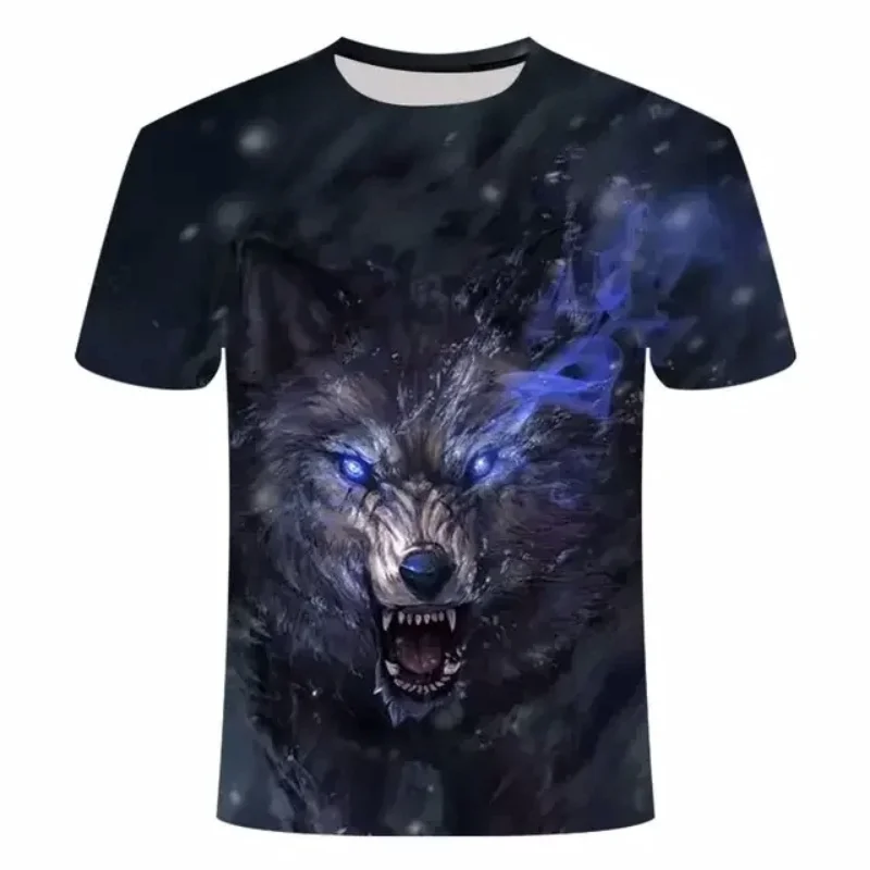 2024 Wolf T Shirt For Mens Animal Print Short Sleeve Top 3D Casual Street Man\'s T-shirt Oversized Tee Shirt Men Vintage Clothing