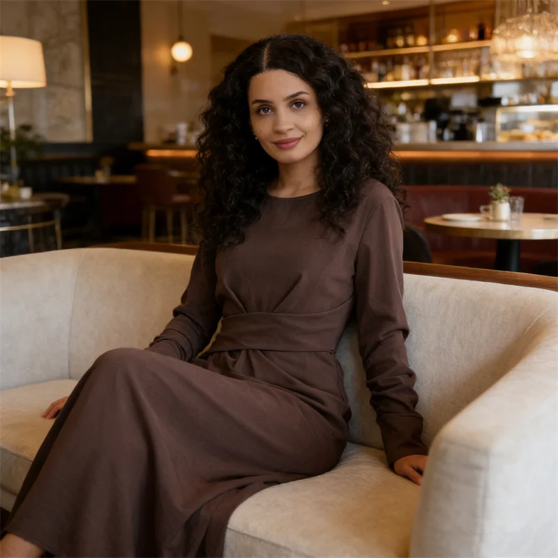 

Женское мусульманское платье макси: джеллаба, абайя, кафтан, марокканское платье, турецкая одежда для Ид и Рамадана, Дубай, Турция.