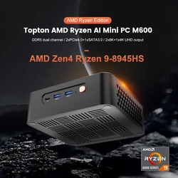 Morefine M600 Gaming Mini PC AMD Rzyen 9 8945HS 5 8645HS 2xDDR5 2xPCIe4.0 Dual 2.5G LAN Desktop Computer Windows 11 WiFi6 BT5.2