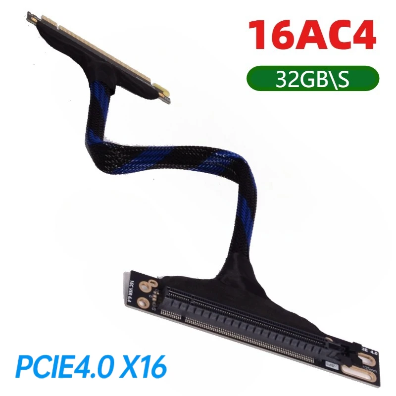 

PCIE 4.0 16X Extension Cable Black 90°angle High-Speed Silver-Plated Flexible GPU X16 Riser Cable Video Card 4090 Extension Cord