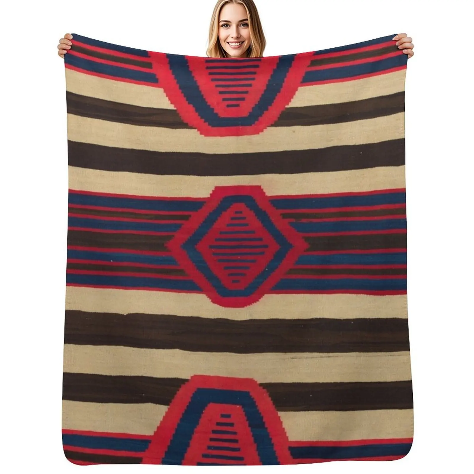 

Indigenous Designs I Chief's blanket Navajo Weavings Throw Blanket Foldable Soft Warm Blanket for Outdoor Use