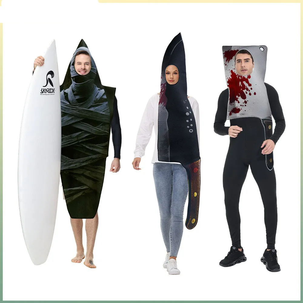 

Костюм взрослого персонажа с кровавыми следами, реквизит: нож, аксессуары для сценических выступлений, костюм Тиллера на Хэллоуин, аксессуары для домашнего костюма Страшилы