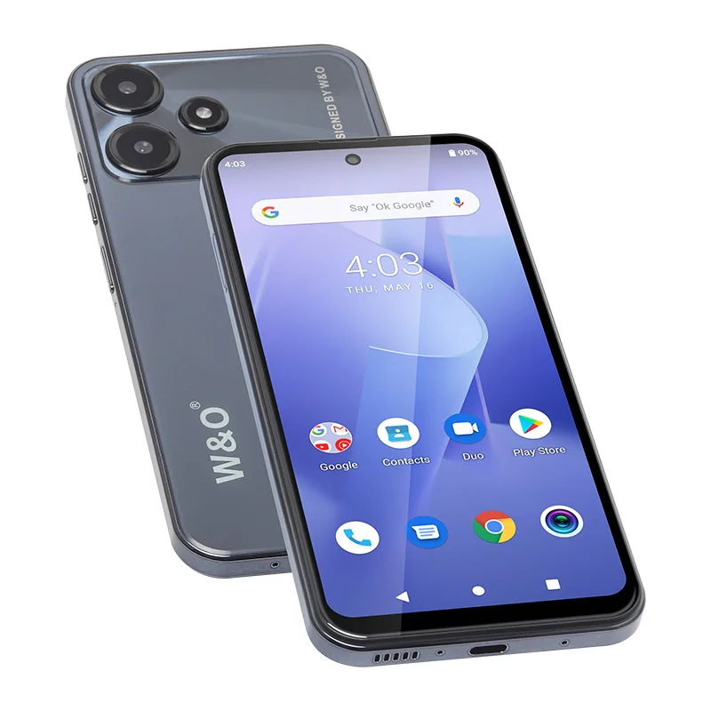 W & O-X100-teléfono inteligente ultradelgado con Android 10, Smartphone de 6,6 pulgadas, 4GB de RAM, 64GB de ROM, batería de 4800mAh, cuatro cámaras de 13MP, SIM Dual