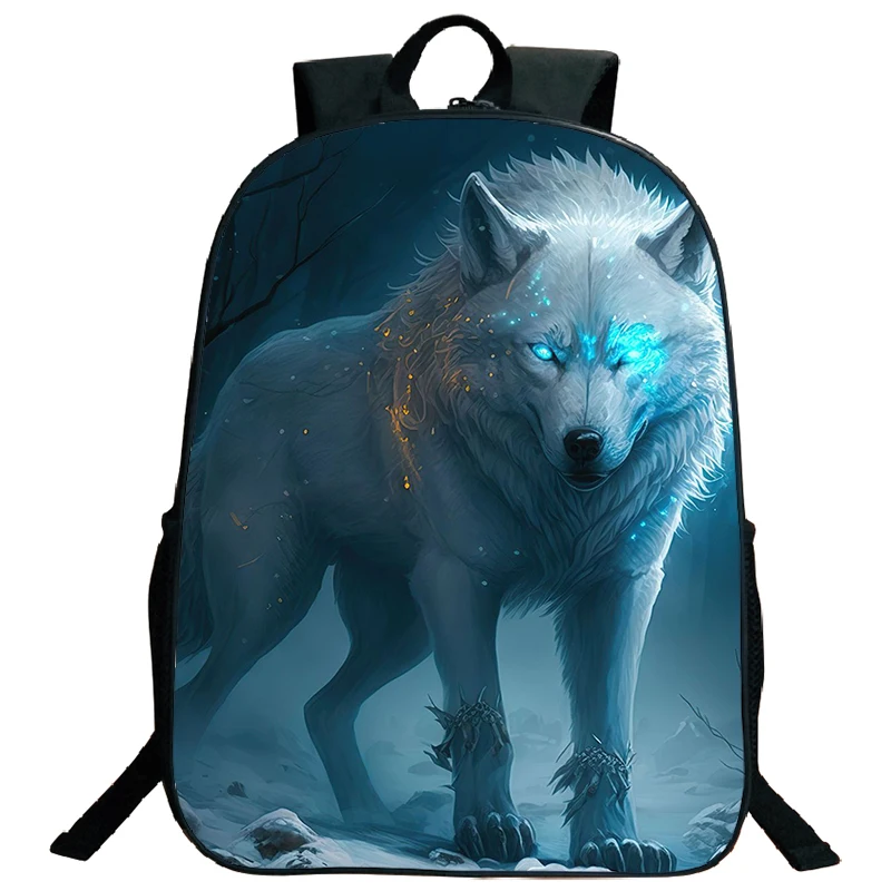 The Norse Wolf Print Backpacks Student Boys Girlls Waterproof Bookbag Space Wolf Backpack Casual Rucksack Children School Bags