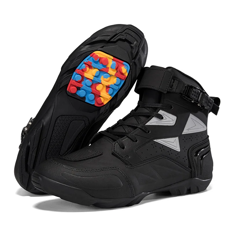 

Motorcycle protective riding boots fashion unisex four seasons casual anti slip high top off-road wear-resistant cycling boots