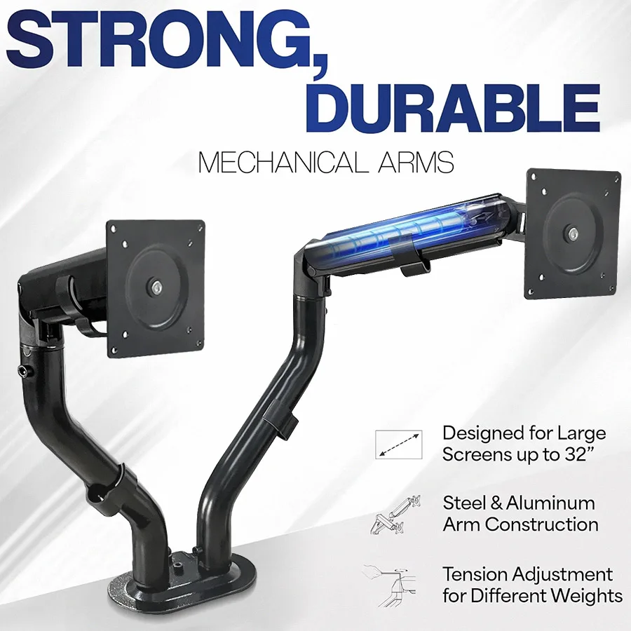 Soporte para monitor de pantalla dual, tubo circular curvo, soporte de escritorio para computadora de doble brazo que puede girar 360 adecuado para dos pantallas