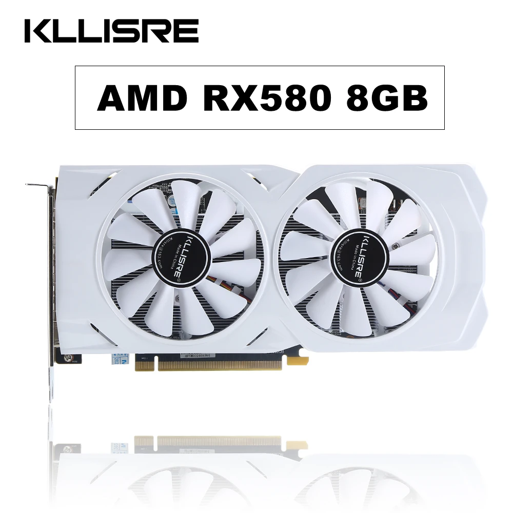 بطاقات رسومات Kllisre بيضاء RX 580 8GB GDDR5 GPU بطاقة فيديو 256Bit 2048SP كمبيوتر RX580