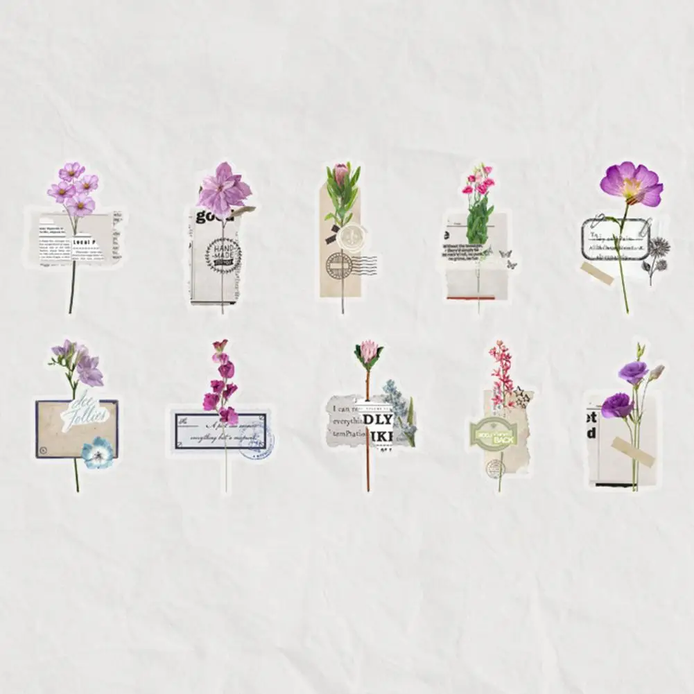 Цветочные декоративные наклейки, набор цветочных наклеек для скрапбукинга, винтажные тематические наклейки, украшения «сделай сам» для журнала, скрапбукинга