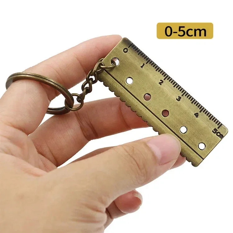 Fashion Mini Vernier Caliper Keychain Portable 3D Metal Rulers Movable Measuring Gauging Tools Key Ring For Men Women Gifts