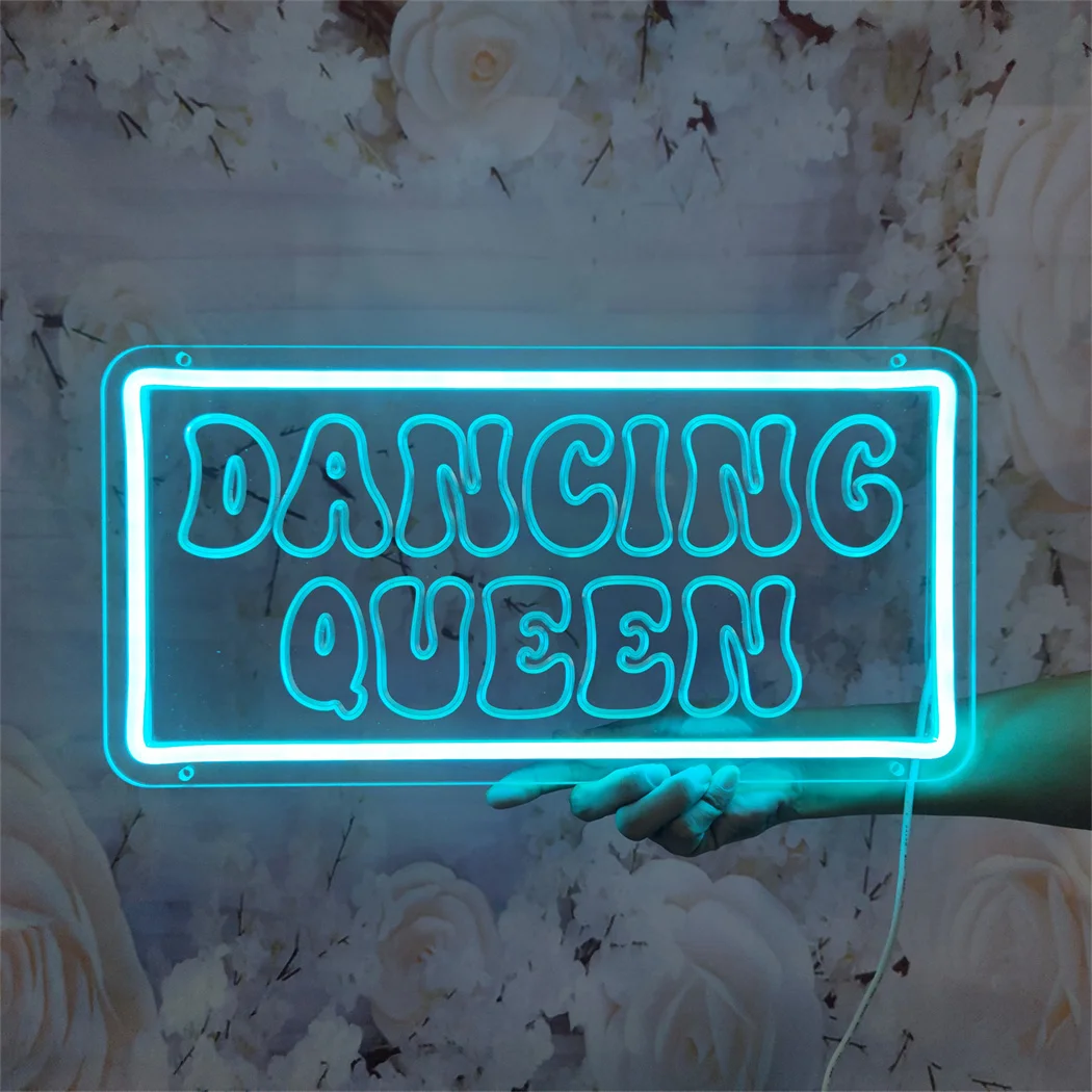 Dancing Queen Neon Sign Light 3D Carving with USB Powered Switch Bright LED Light Wall Decor for Dance Studio Club Prom Bar Neon