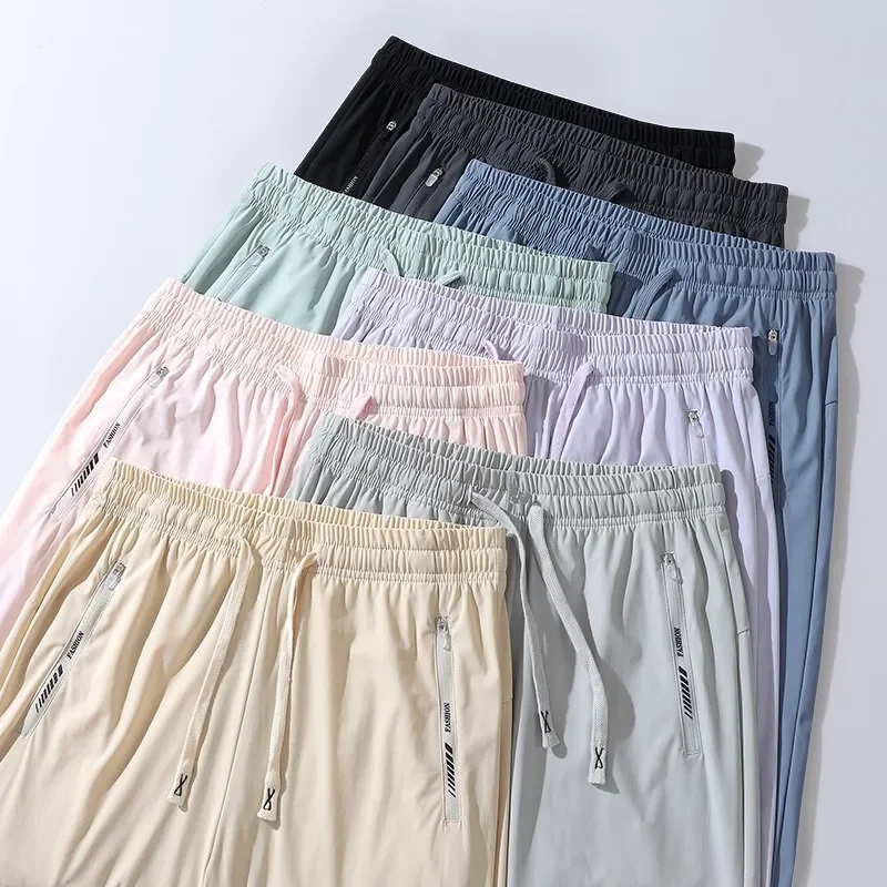 2026 الصيف الحرير الجليد الحماية من الشمس السراويل نمط جديد الرياضة عادية فضفاض تنفس مستقيم الساق سريعة الجافة السراويل #3