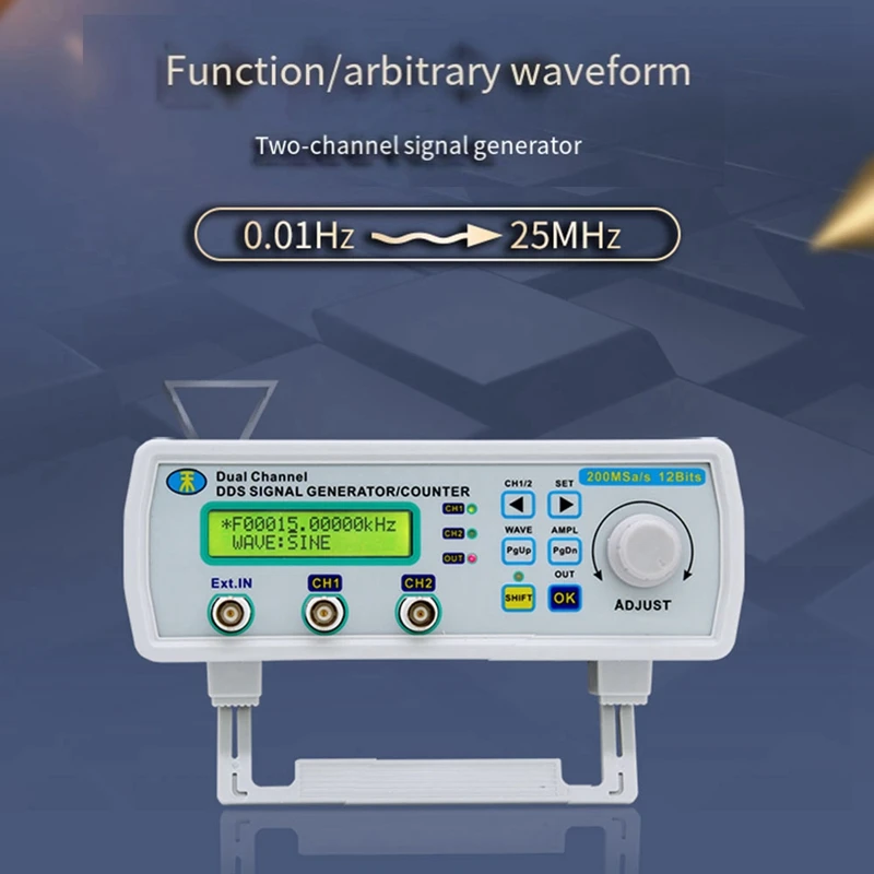 Arbitrary Wave Signal Source Generator Counting Frequency Meter Full CNC DDS Dual Channel ABS With US Plug