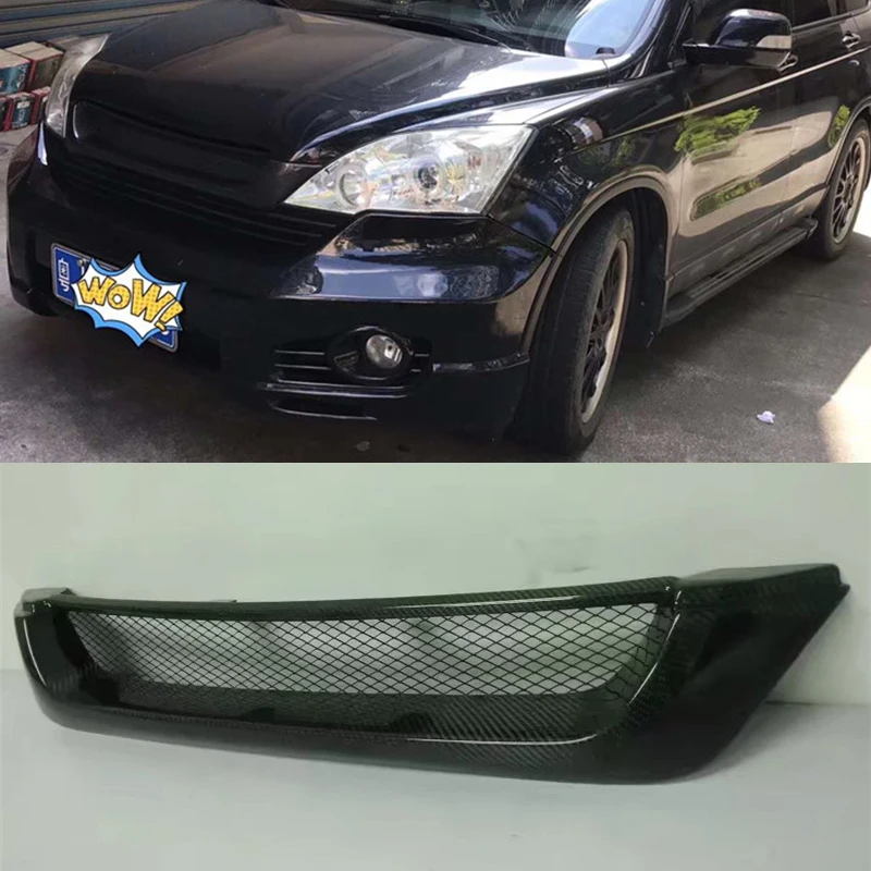 For Real Carbon Fiber Car Grille Accessories Old Honda CRV Front Bumper Splitter Grills Body Kit 2007 2008 2009 Year