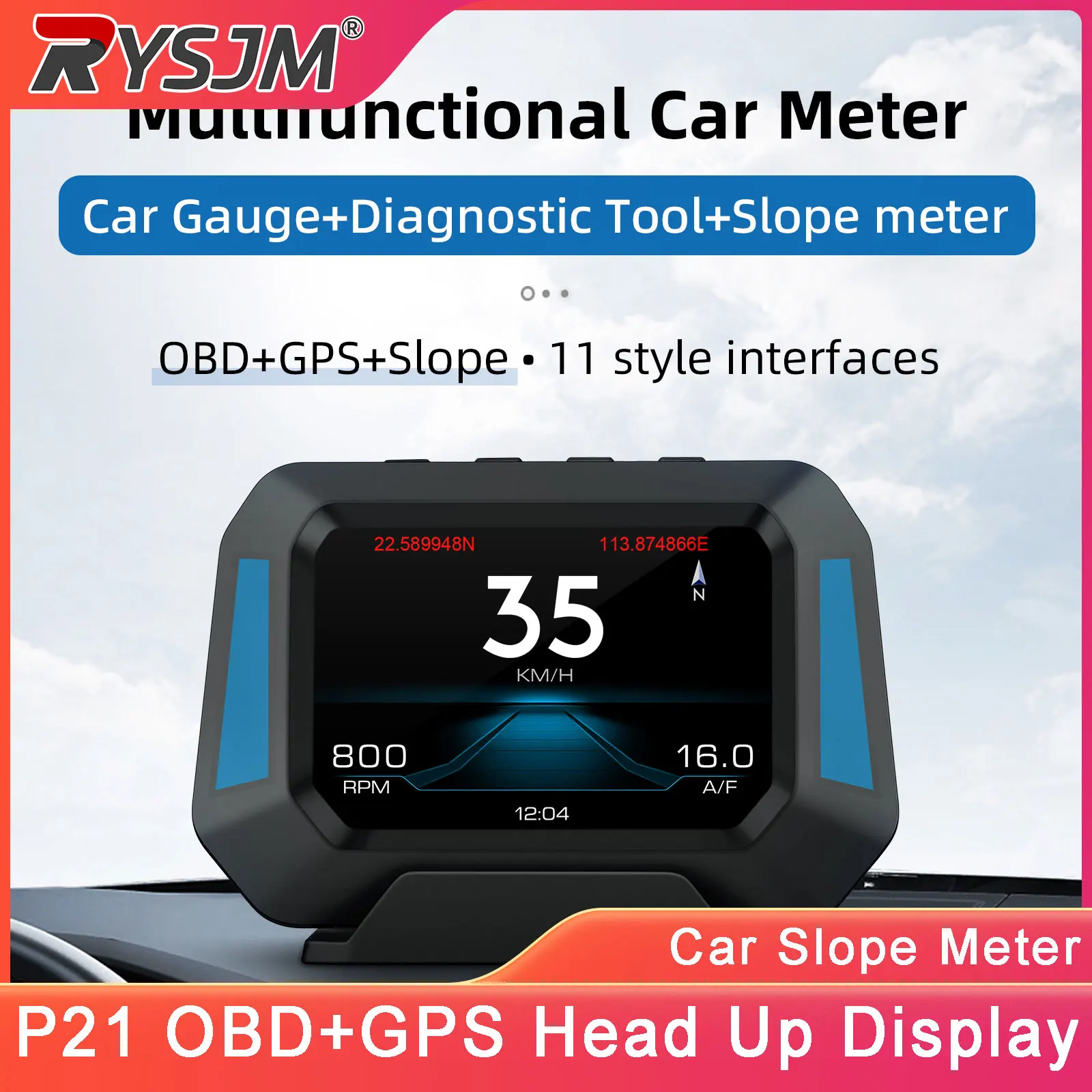 

Автомобильный проекционный дисплей P21 HUD (HUD) с OBD+GPS, бортовой компьютер, цифровой GPS-спидометр, диагностический прибор OBD2, измеритель температуры воды и напряжения в автомобиле