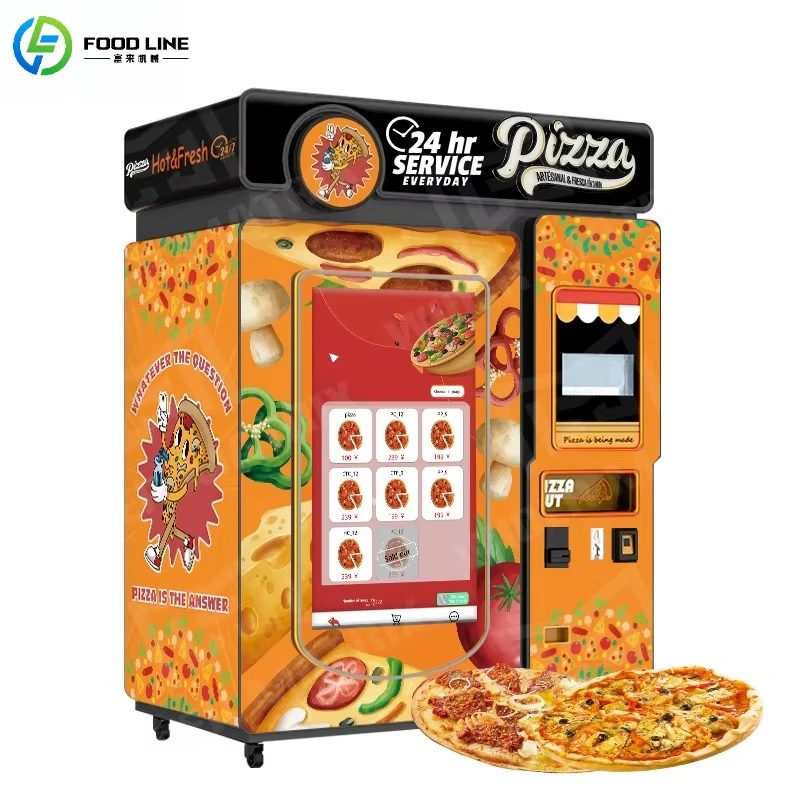 Customized Commercial Outdoor Pizza Vending Machine Automatic Fresh Hot Pizza Vending Kiosk with Refrigeration System